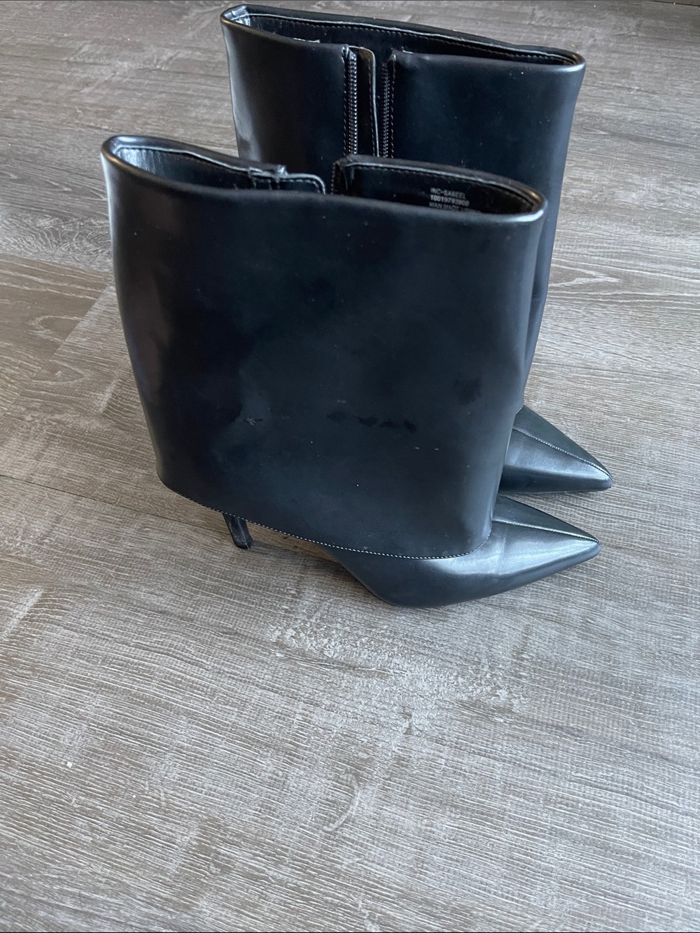 INC International Concepts Black Pointed-Toe Mid-Calf Heeled Boots